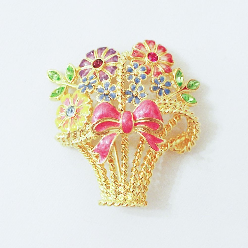 Radko Flower Basket Pin